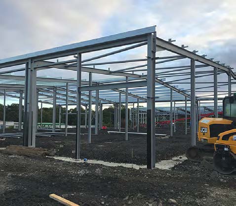 Each of the three units is a portal-framed structure