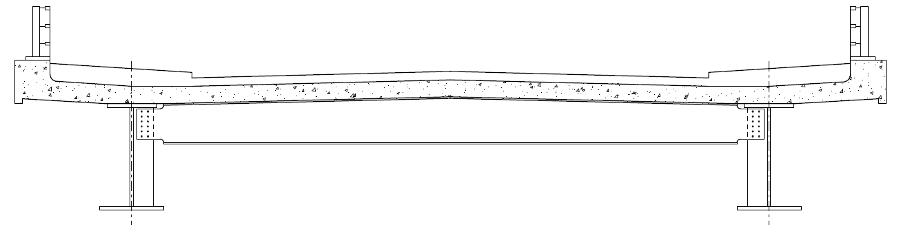 Cross section of a ladder deck bridge