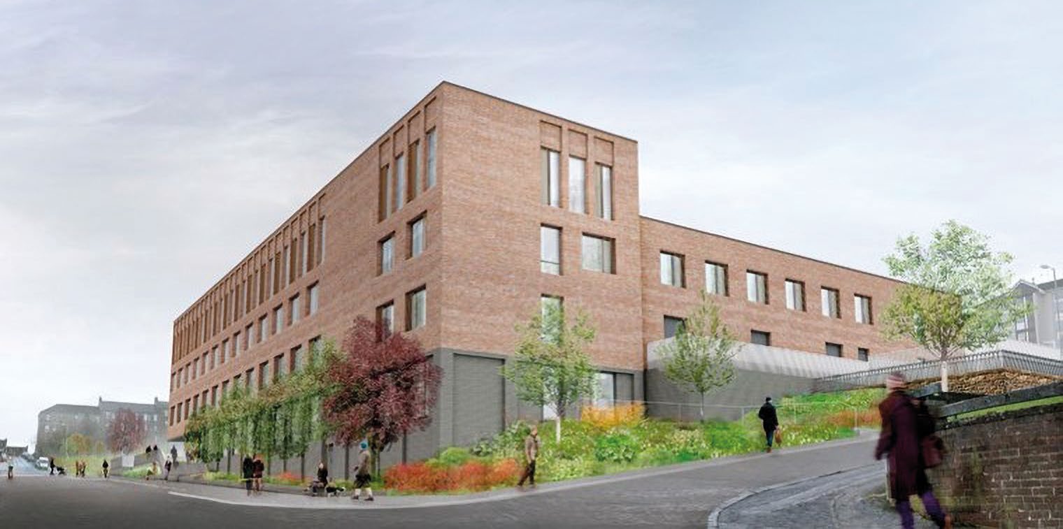 The footprint of the building incorporates a sloping site