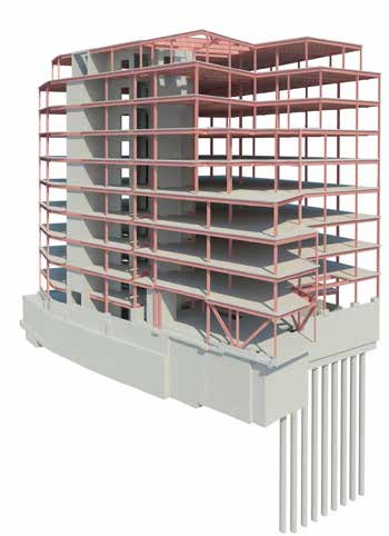 Model showing the steel frame