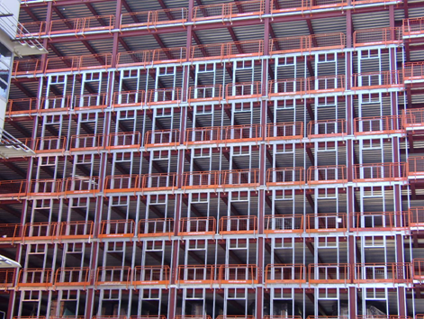 Typical light steel infill walls in a steel framed building