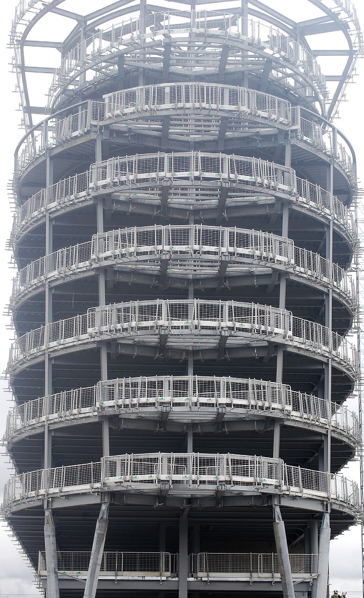 The buildings have rounded ship-like prows