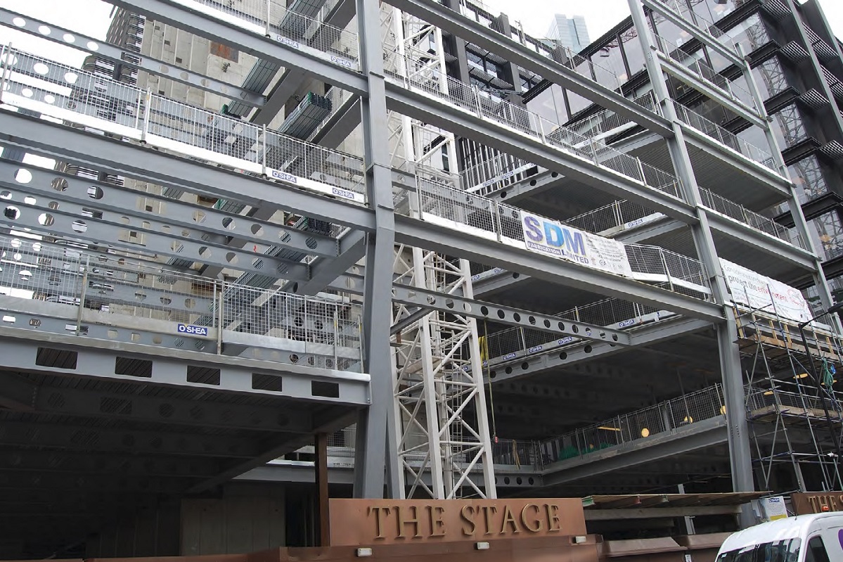 Underground obstructions meant that two columns had to be designed as raking members