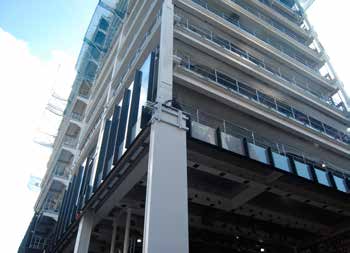 Large impact-resistant columns are positioned on the main elevation’s corners