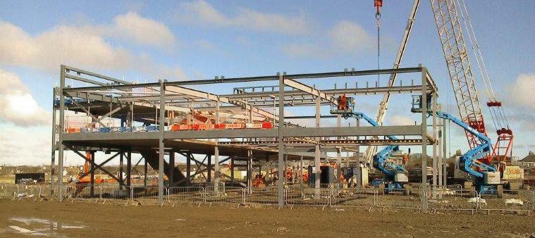 The steel frame erection programme gets under way