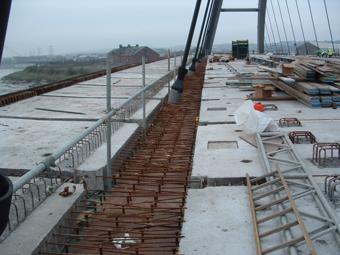 Concrete deck (precast units on ladder deck, before in-situ concreting)