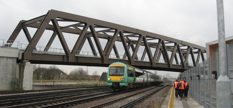 Through truss railway bridge, New Cross Gate Flyover, London