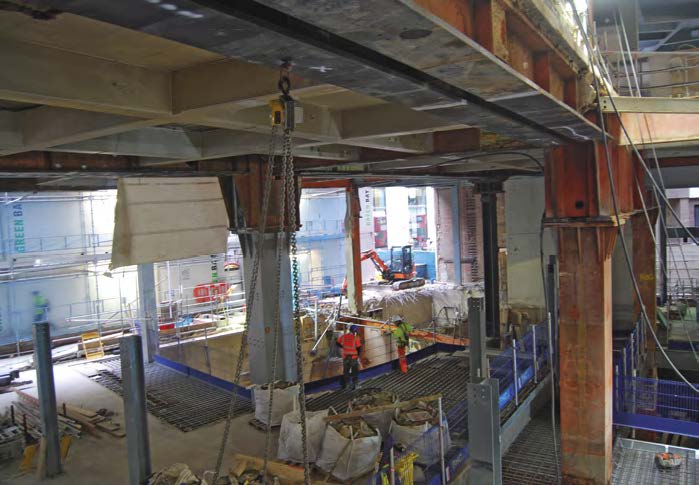 One of the existing transfer beams that was reduced in depth from 1.8m to 500mm