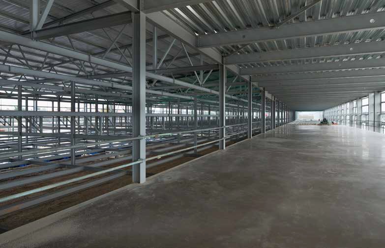 The office mezzanine is formed with metal decking