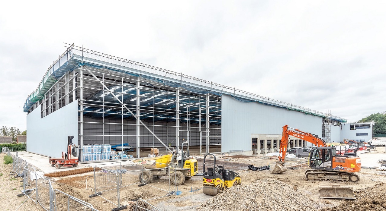 Cladding installation followed on behind the completed steelwork programme