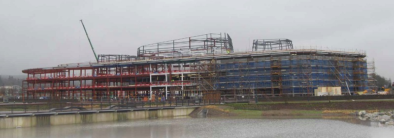 Three large rooftop pods will house the college’s plant equipment