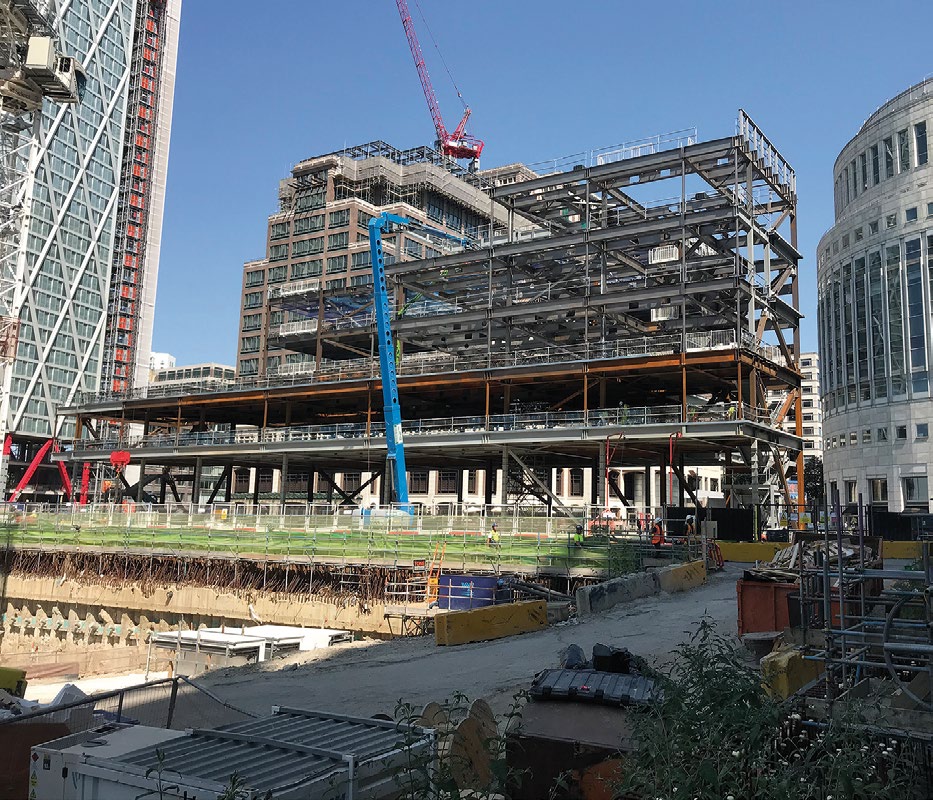 The pavilion is the latest steel-framed project at Canary Wharf