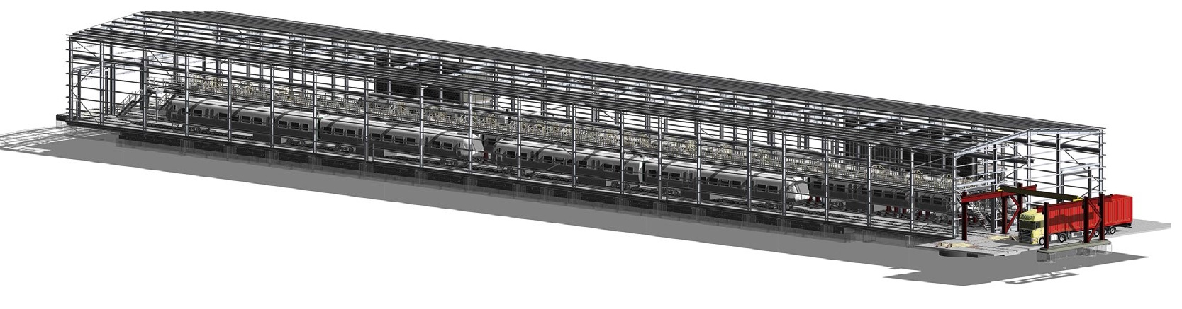 Model showing the twin-propped portal frame