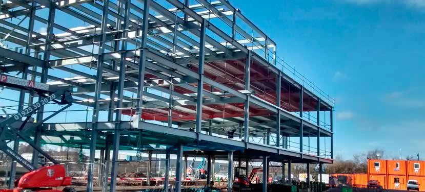 The steel frame nears completion