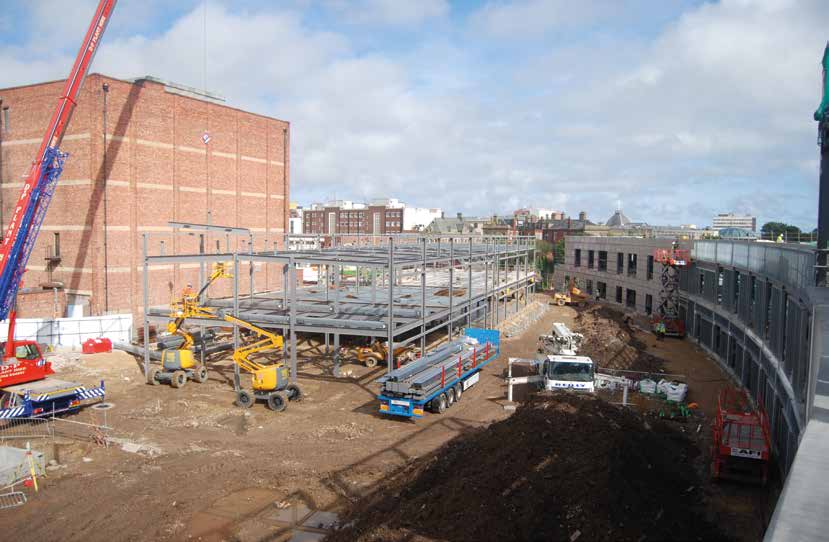 The second of the two teaching wings is erected