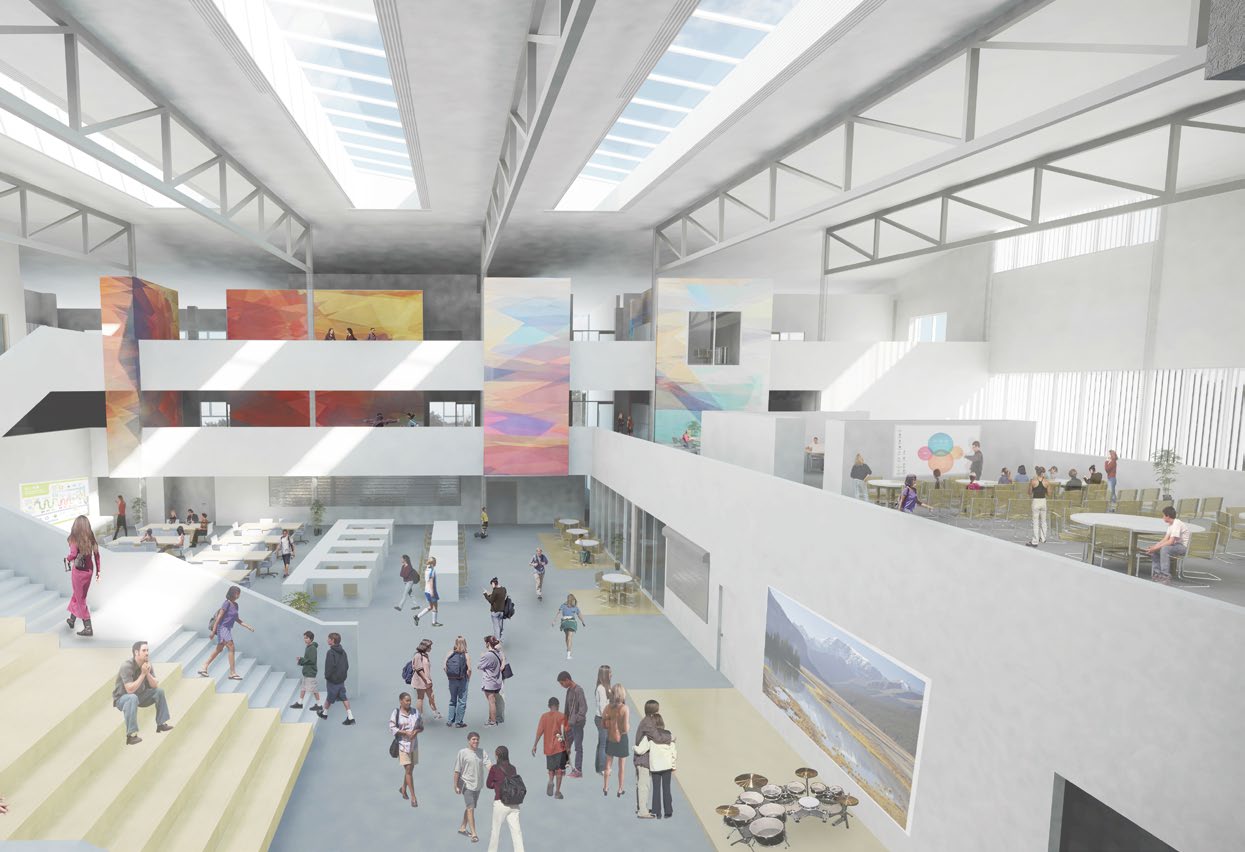 Dining facilities are housed in the atrium