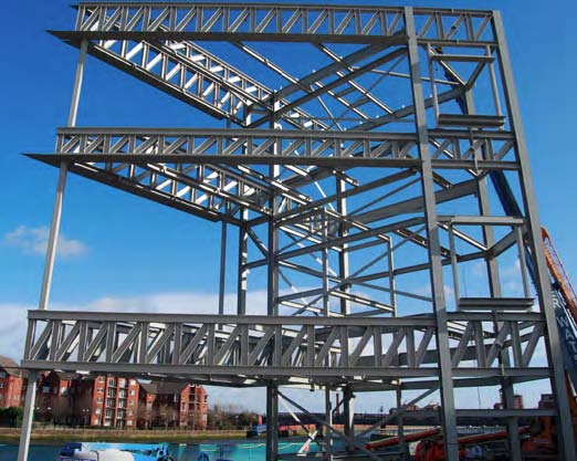 A temporary column supports a feature 9m cantilever and will be removed later in the programme