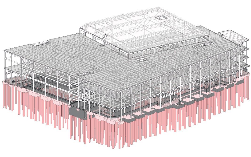 Model of the main steelwork, excluding the apartments