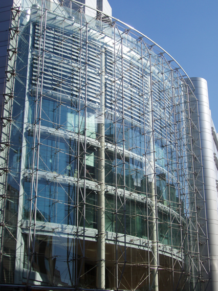 Glass fa&#231;ade to Marks and Spencer, Finsbury Pavement, Moorgate, London