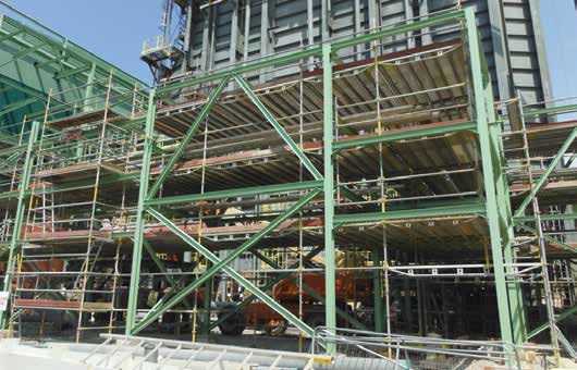The steelwork for the turbine hall was completed around equipment installation
