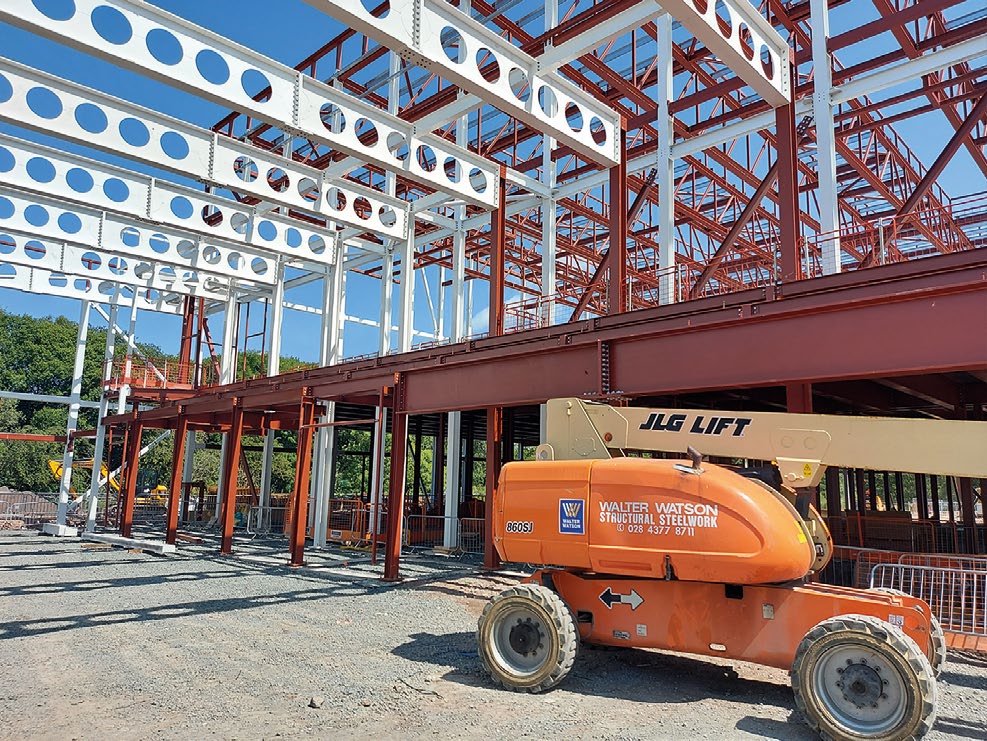 Long span cellular beams are used to create the required column-free spaces