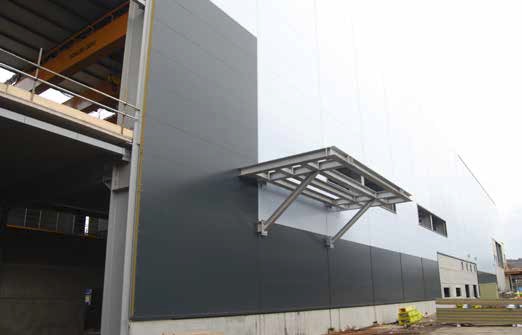 Plant equipment brackets are attached to the outside elevations