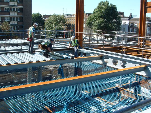 Co-operation with following trades by providing fixing points for safety netting