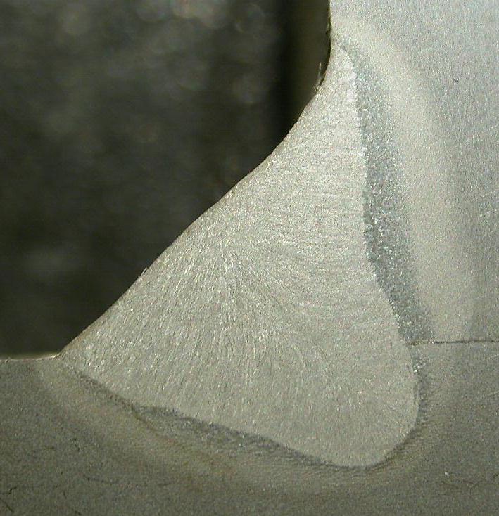 Macro of a single run fillet weld (Image courtesy of Mabey Bridge Ltd.)