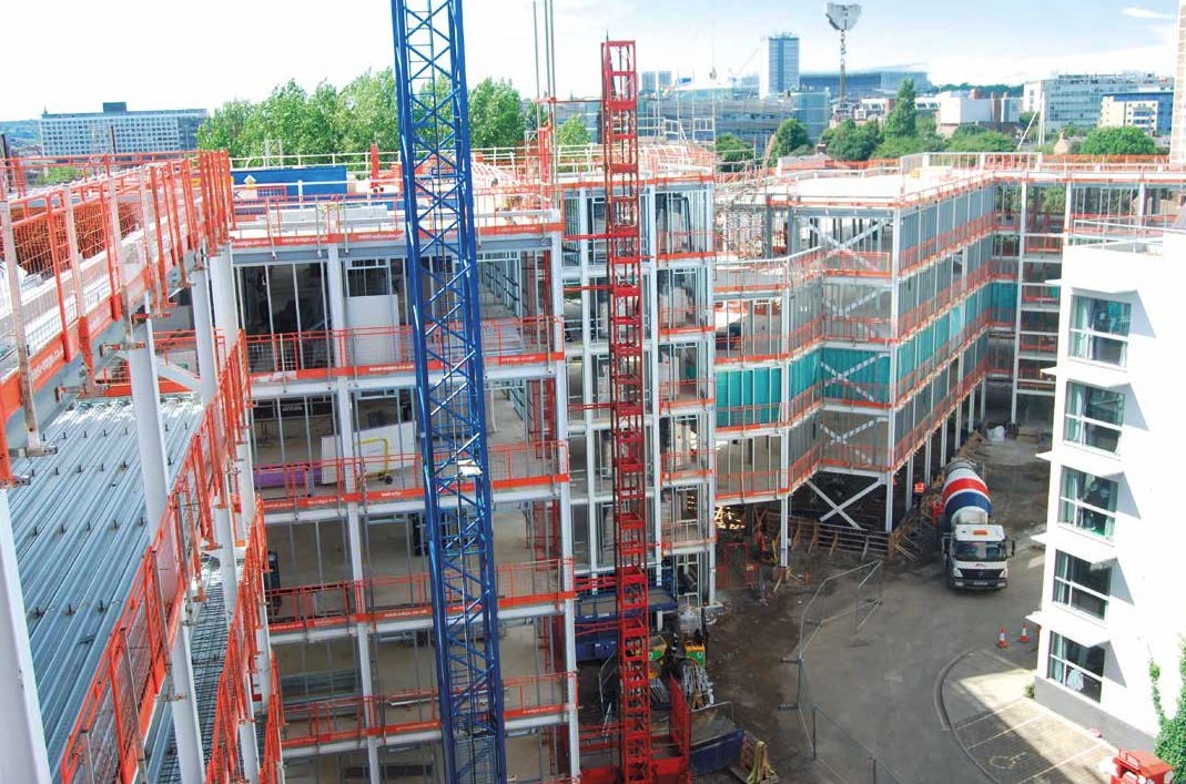 Steelwork progressed quickly on the confined site