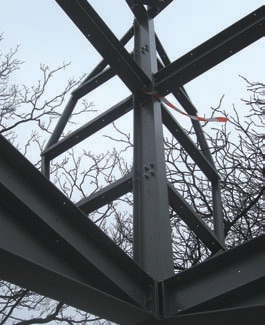 The ears’ steel members spring out from the main frame and create the illusion of overlapping ovals