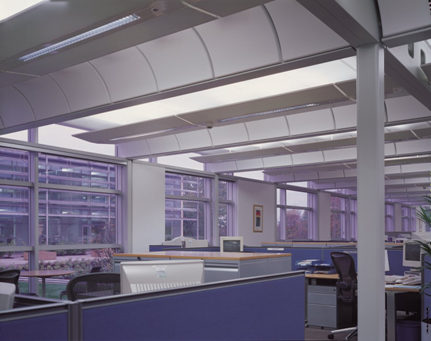 Exposed floor structure at Wessex Water offices, Bath