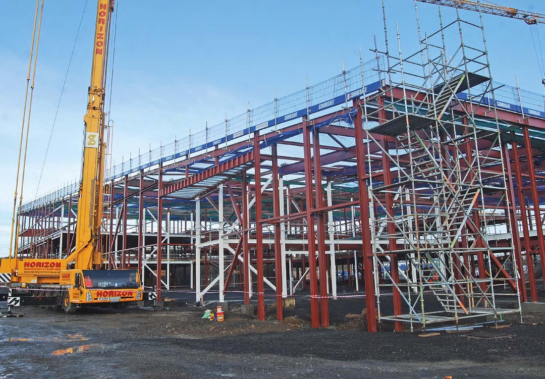 One of the two main sloping elevations