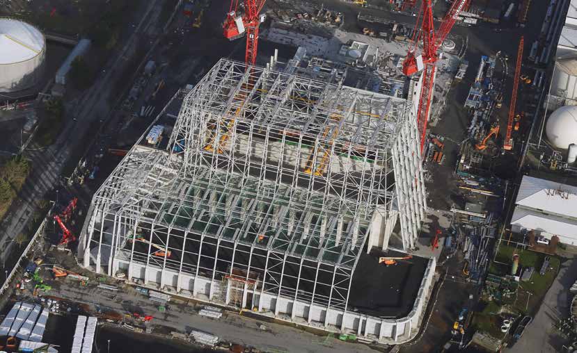 The large steel frame takes shape, with the tipping hall and waste bunker the first parts to be erected