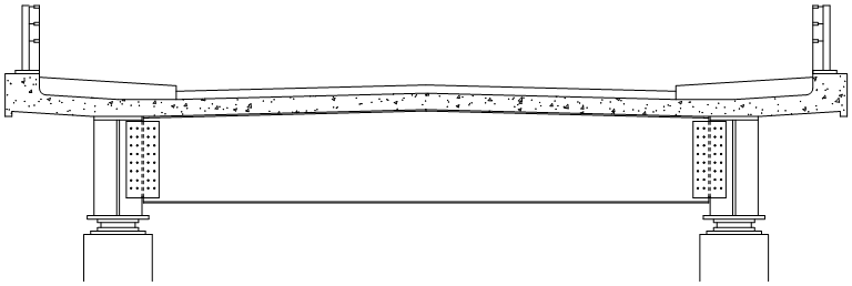 Cross girder at an intermediate support of a ladder deck bridge