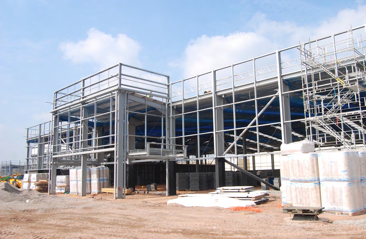 Each store has a connected steel-framed entrance pod