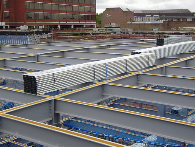 King Edwards shopping centre in Windsor showing use of long span steel construction and composite decking&lt;Br&gt;&#39;&#39;(Image courtesy of Peter Brett Associates)&#39;&#39;