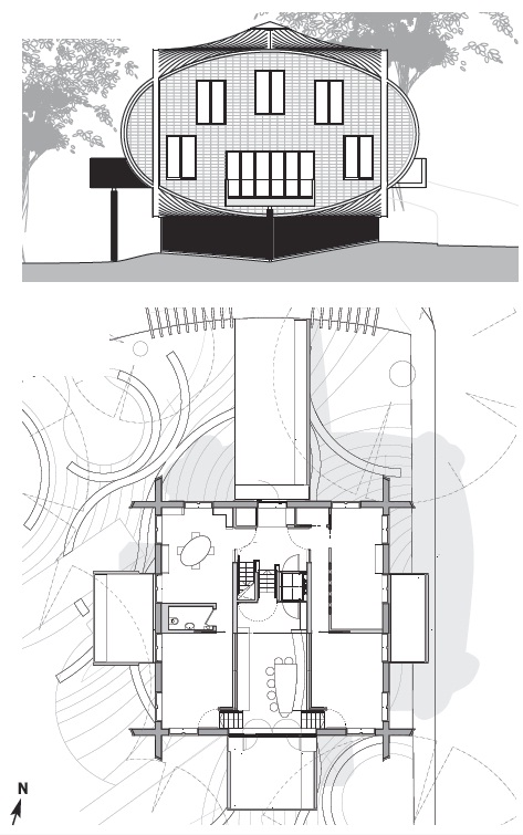 East elevation and ground floor plan