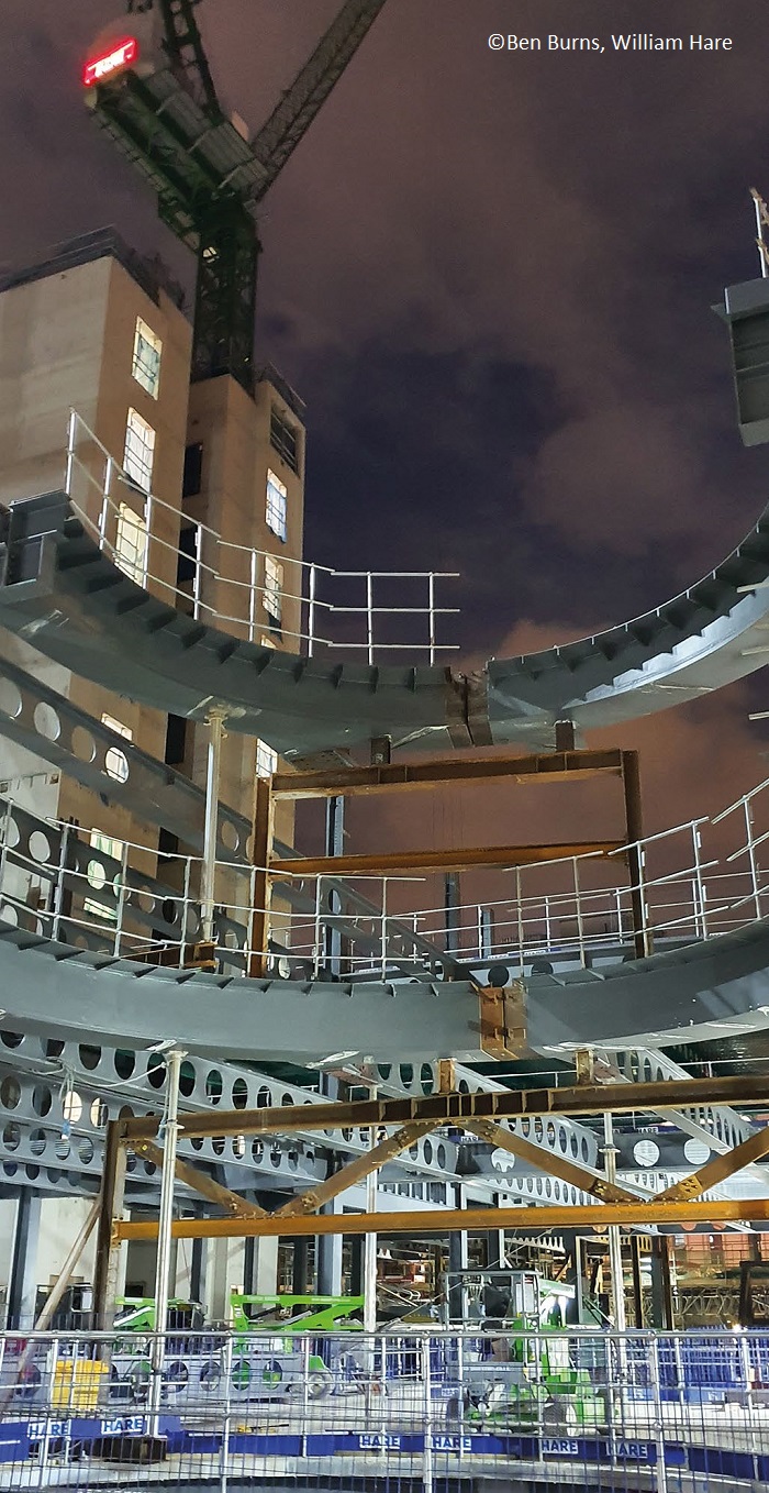 Cellular beams have been used throughout the development to accommodate building services