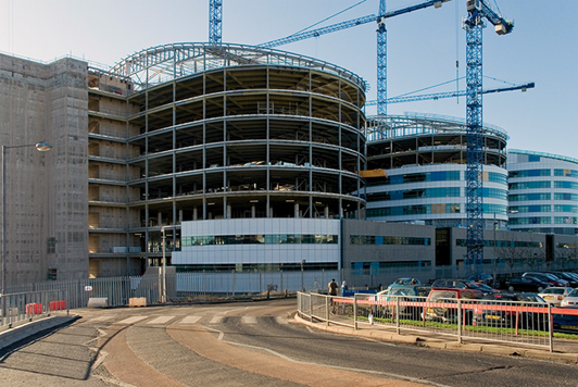 Steelwork completion on the last pod of Birmingham New Hospitals, followed closely by the cladding