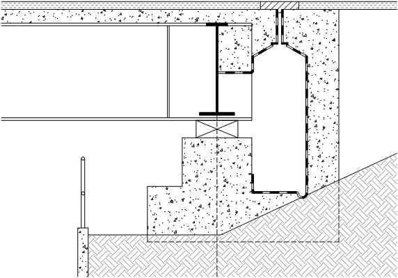 Abutment gallery for a composite bridge