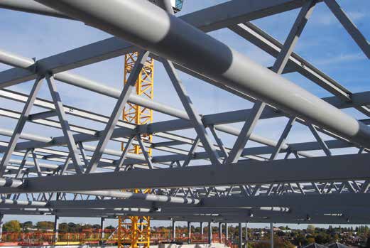 Roof trusses spanning the ice rink