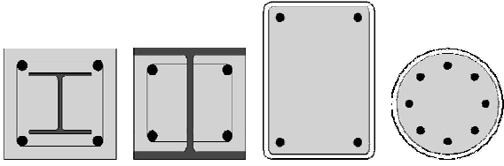Typical composite column cross sections