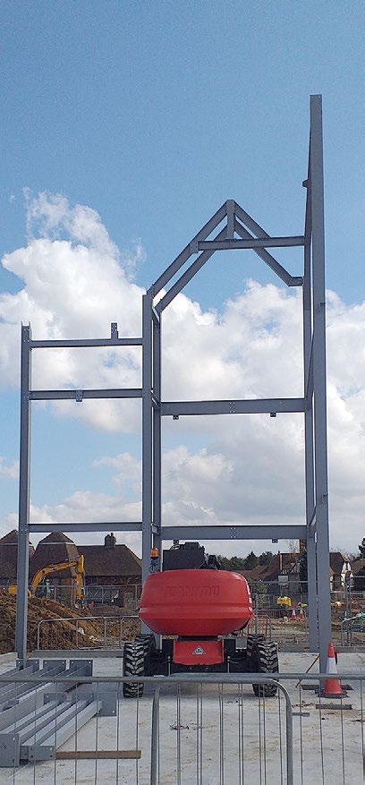H Young Structures begin the erection of one of the initial steel frames