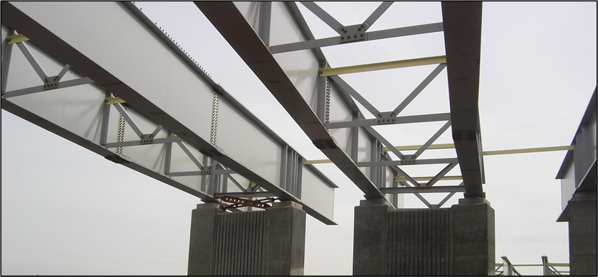 Bare steel beams awaiting wet concrete loading