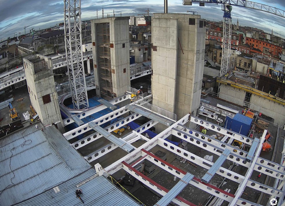 New steel-framed floors are being added to the existing structure