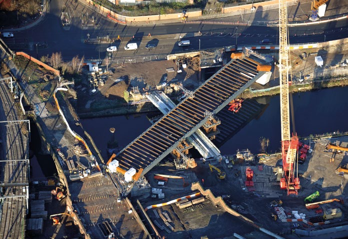 The deck of the Irwell Crossing was completed first