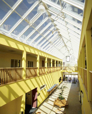 Atrium created between modules (Image courtesy of Portakabin)