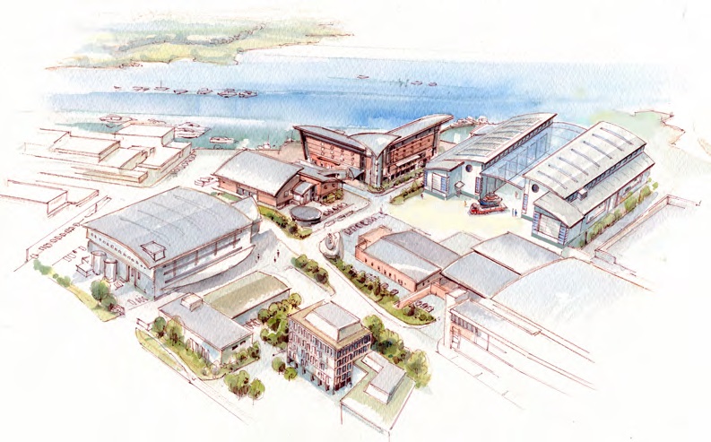 The new lifeboat centre (top right) is surrounded by the RNLI’s existing facilities