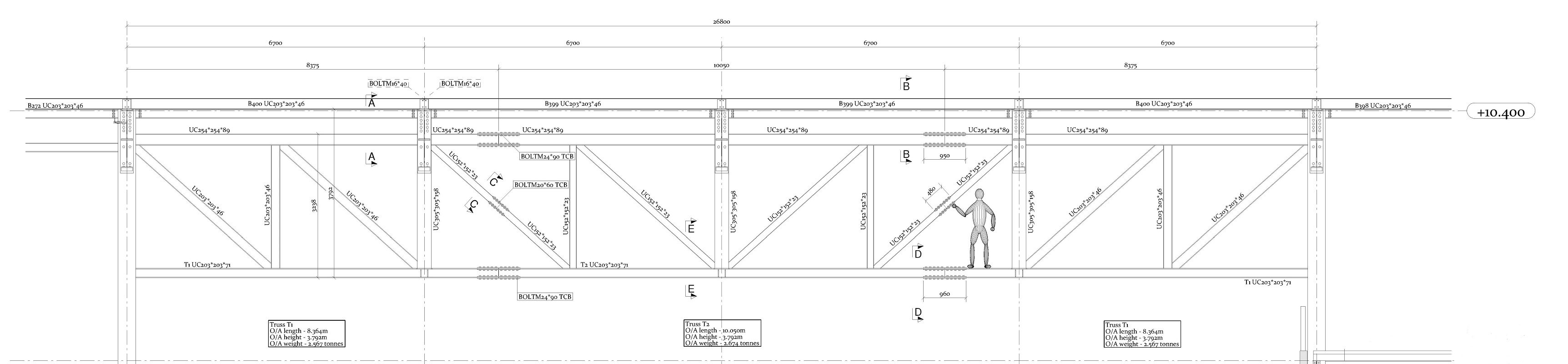 Three 3.8m-deep trusses create internal column-free space