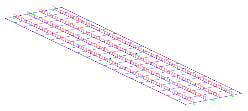 Graphical view of permanent loads applied to model